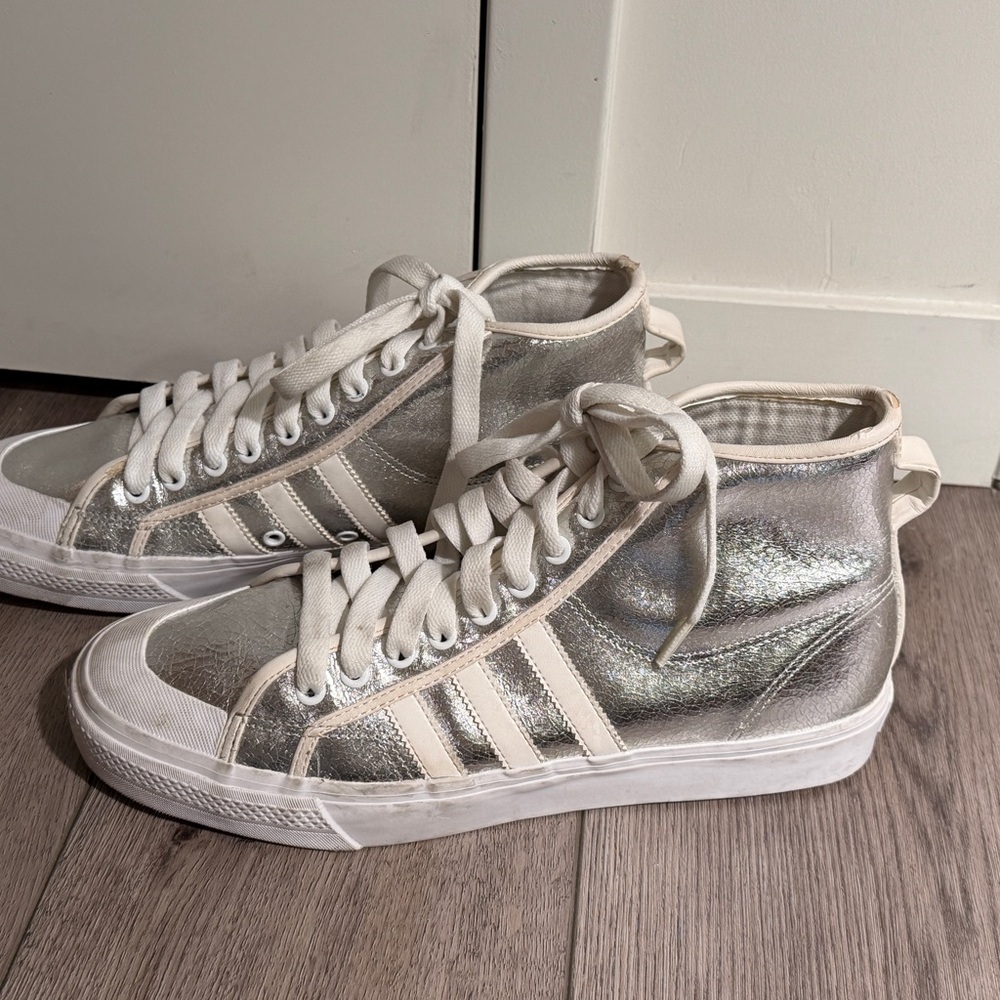 LIMITED EDITION NIZZA Silver High-Top Sneakers Men’s